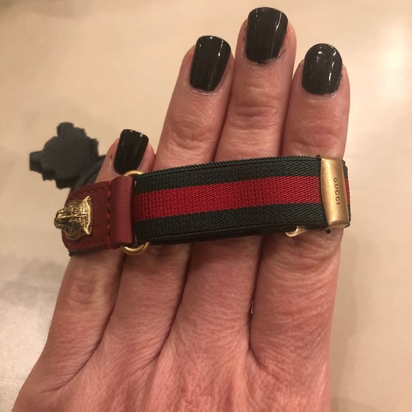 Gucci Web Crystal Heart Bracelet in Red NEW IN BOX - Picture 11 of 13